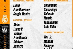 九游体育网页版-皇马战莱加内斯名单：姆巴佩领衔，库尔图瓦、塞巴略斯缺席